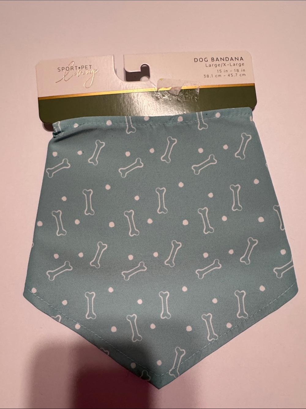 Teal Bone-Print Dog Bandana